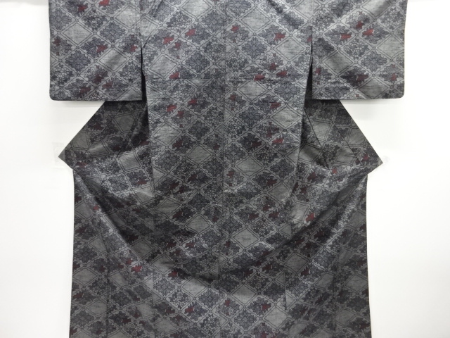 JAPANESE KIMONO / HITOE / TSUMUGI / RHOMBUS FLOWER